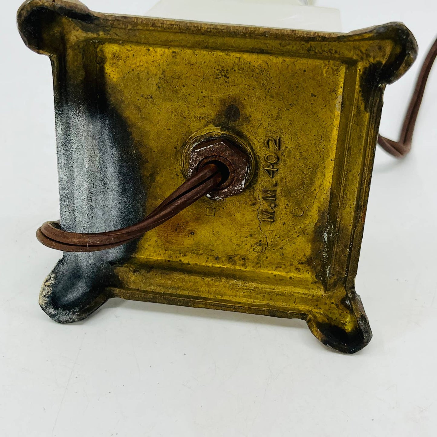 Antique Art Deco Alabaster and Bronze Table Lamp WORKS 8.5” TC6