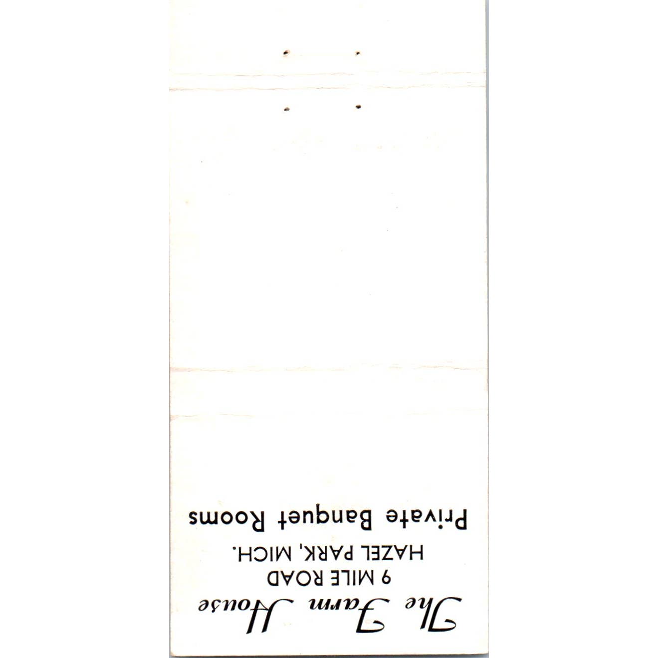 The Farm House Dining Hazel Park MI Advertising Matchbook Cover SA1-M10
