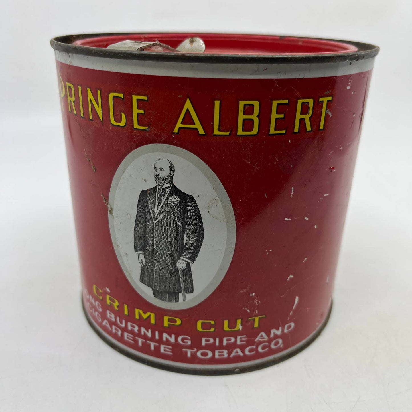 Vintage Prince Albert Pipe And Cigarette Tobacco Tin Empty 14oz w/ Opener TI2
