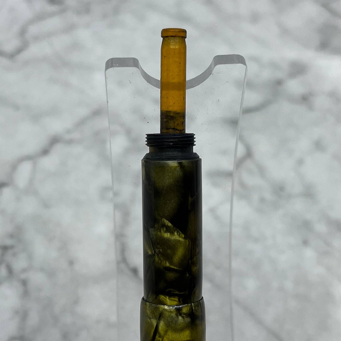 1930s CONKLIN Marbleized Olive Green Celluloid Fountain Pen Button Fill SE6