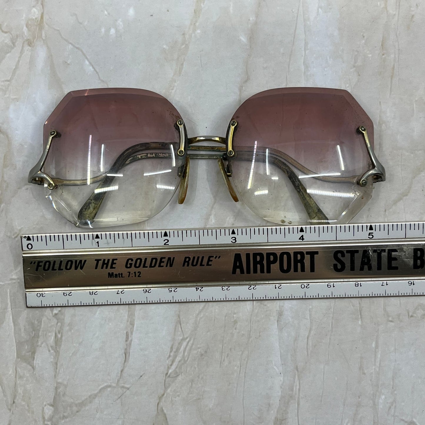 Vintage Ladies' Oversize Drop Arm Rimless Eyeglasses Frames TJ9G1-7