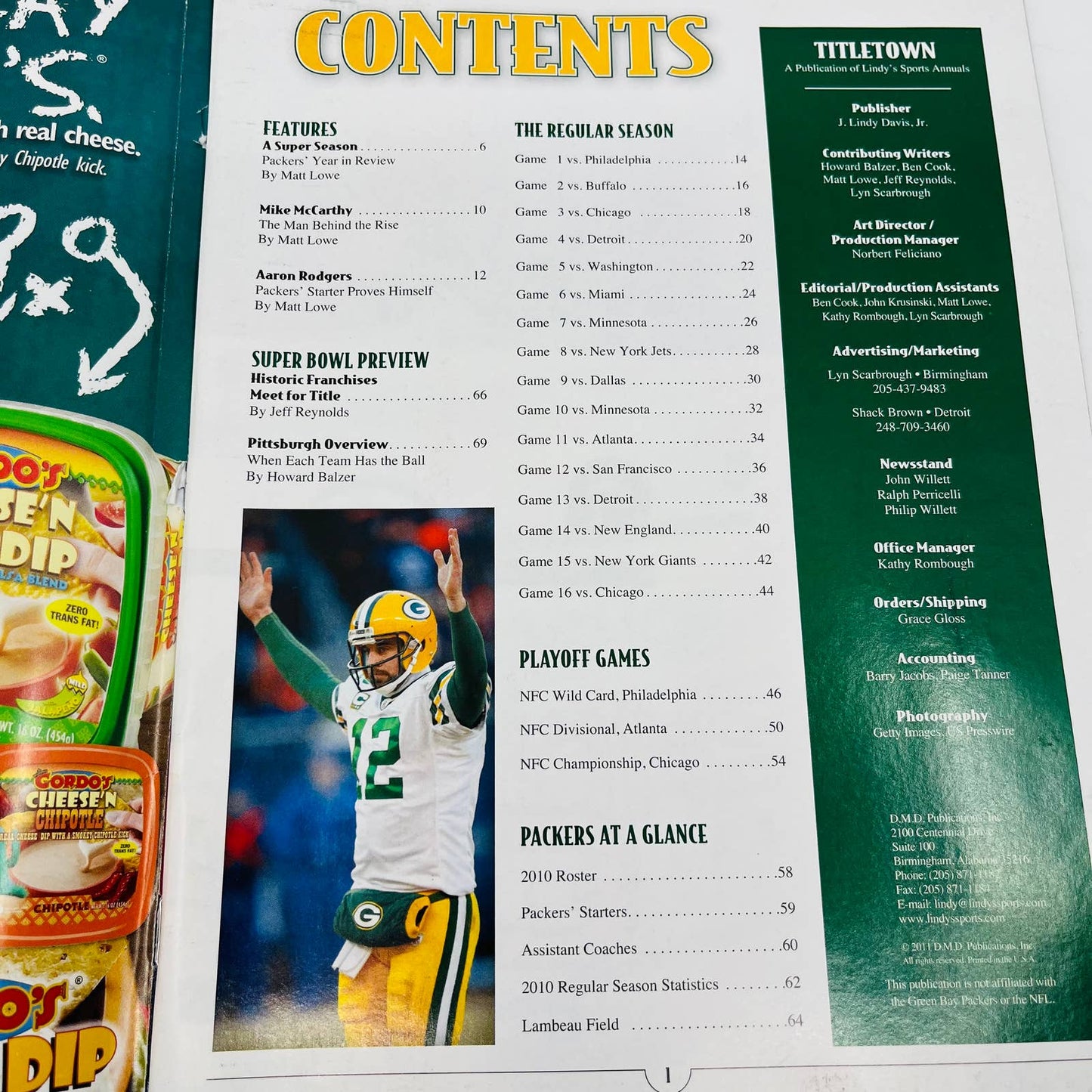 2010 Lindy’s Sports Titletown NFC Champ Green Bay Packers Super Bowl Preview BA3