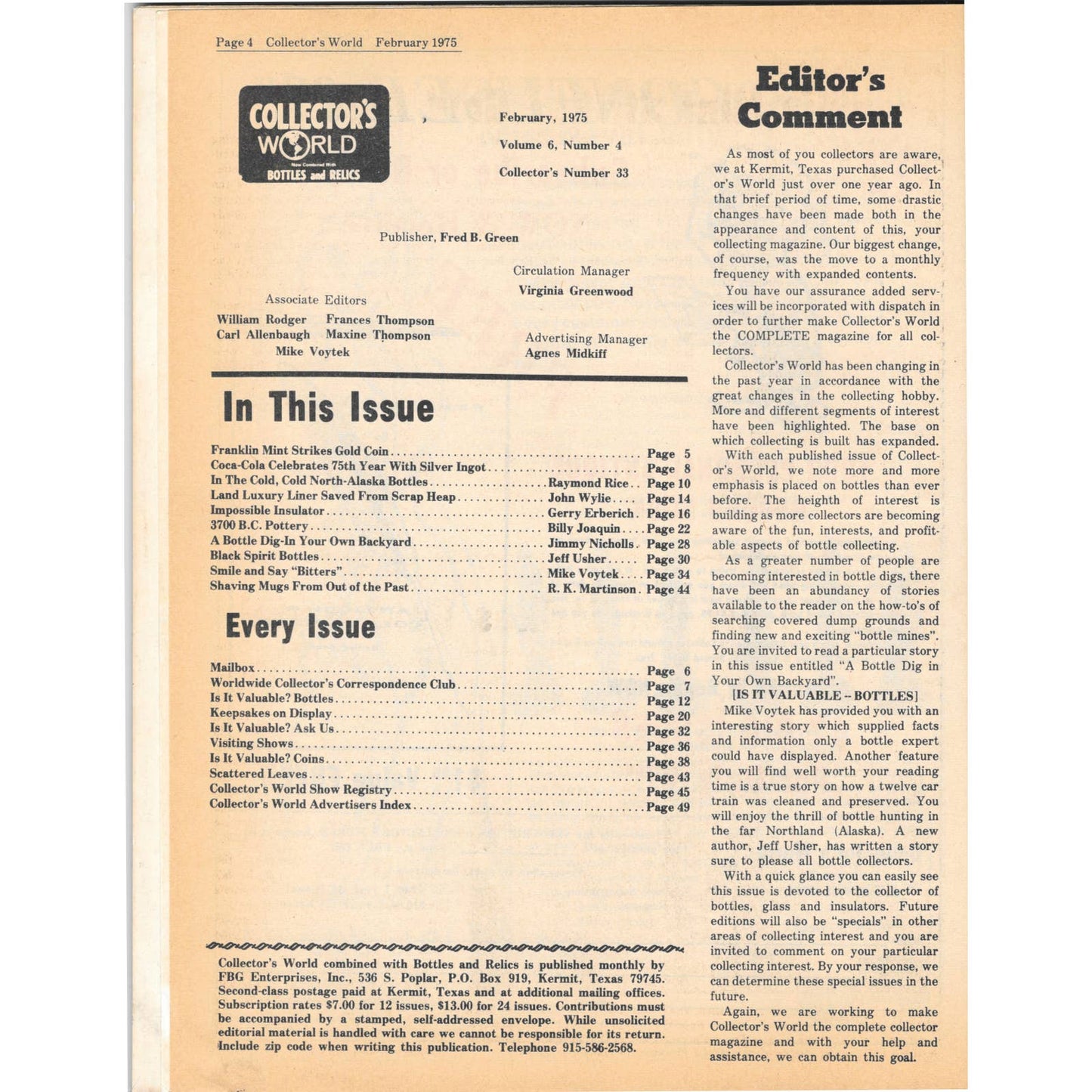 Long John Latham's Collector's World Magazine Feb 1975 M5