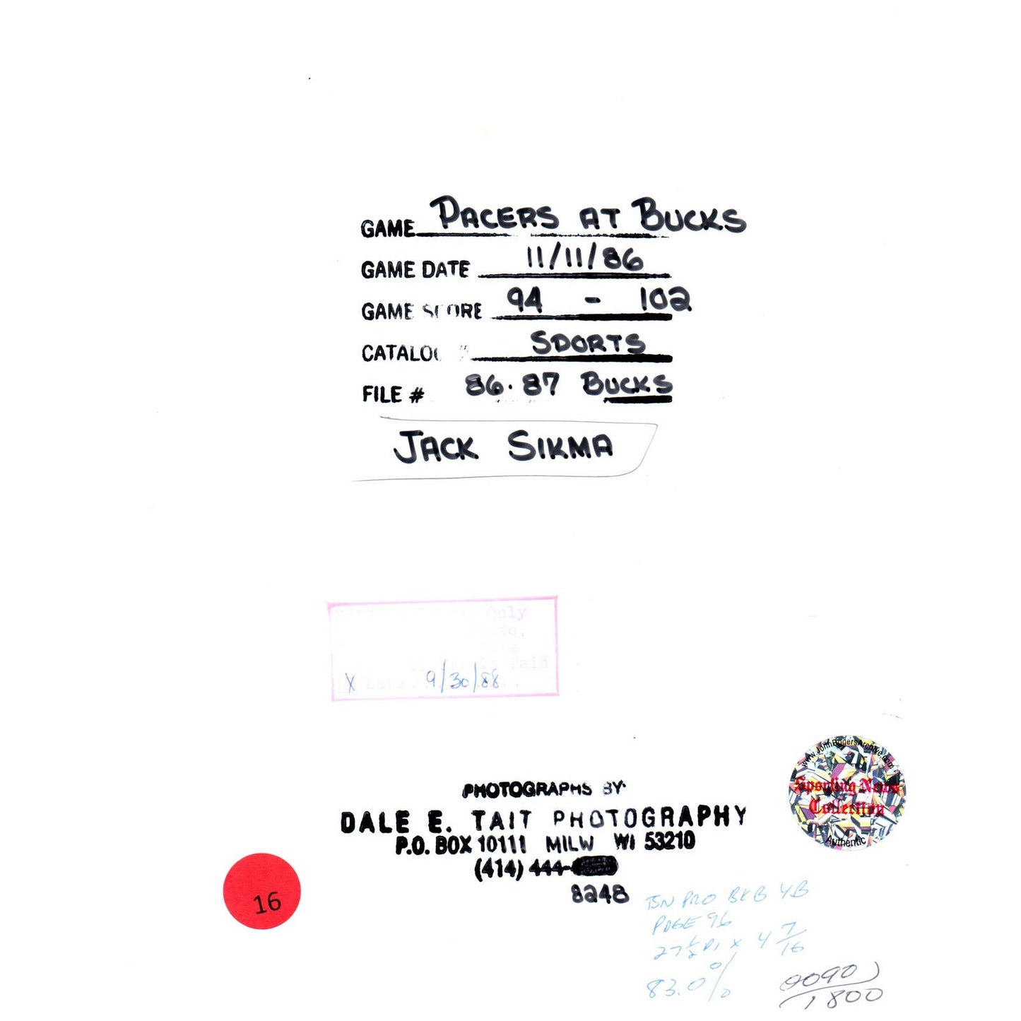 1986 Press Photo Basketball NBA Milwaukee Bucks Jack Sikma 8x10" AD3-3