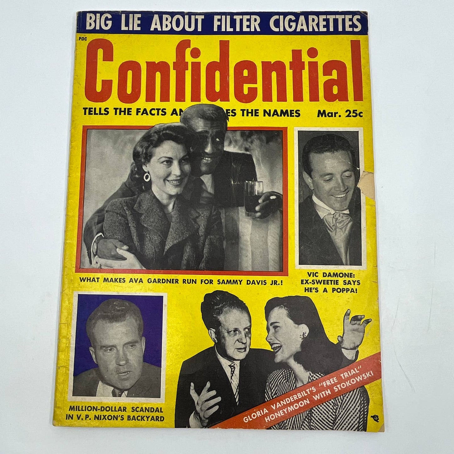 Confidential Magazine Mar 1955 Nixon Ava Gardner Sammy Davis Jr Vic Damone TG6
