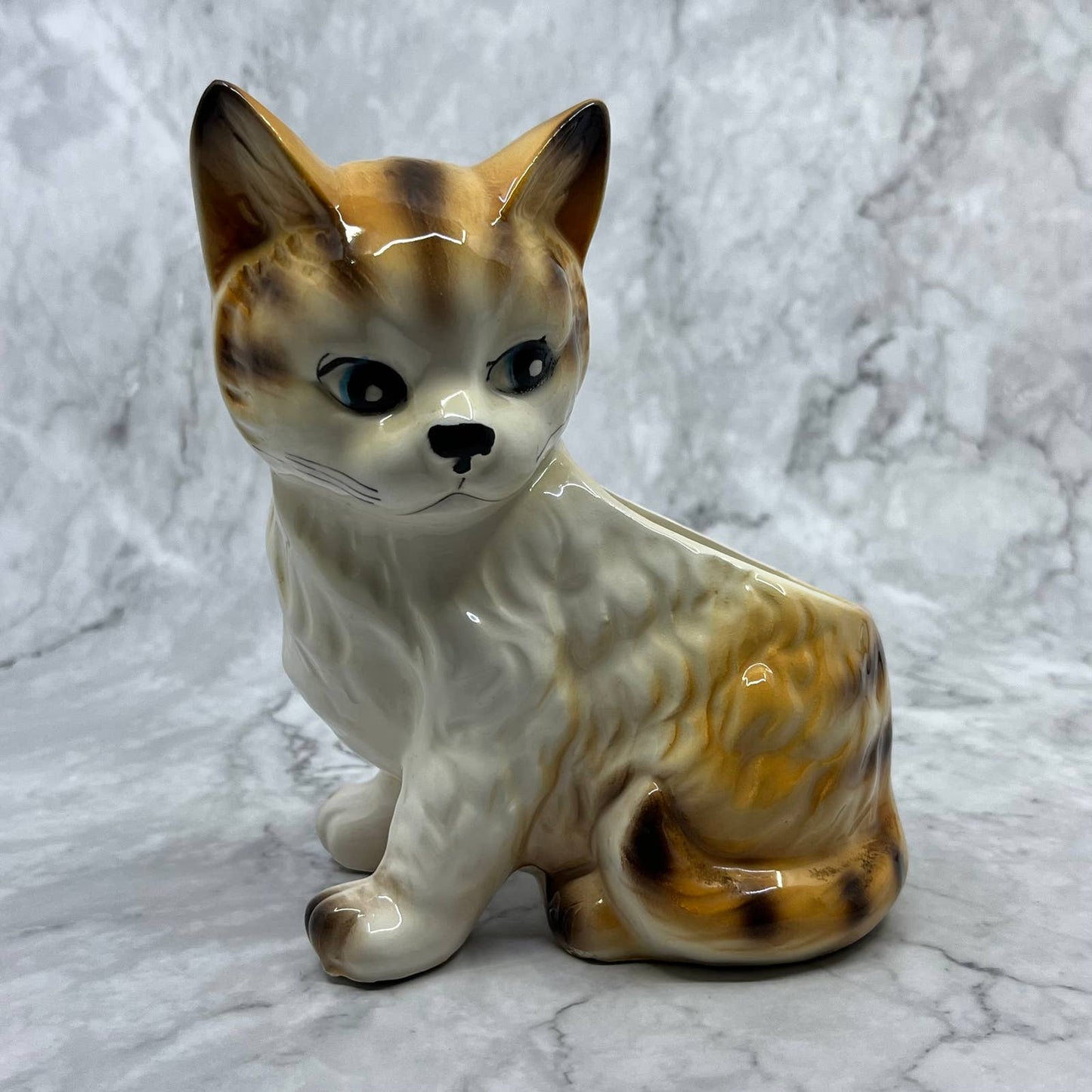 1970s Retro Tabby Cat Ceramic Planter 5x6" TE3