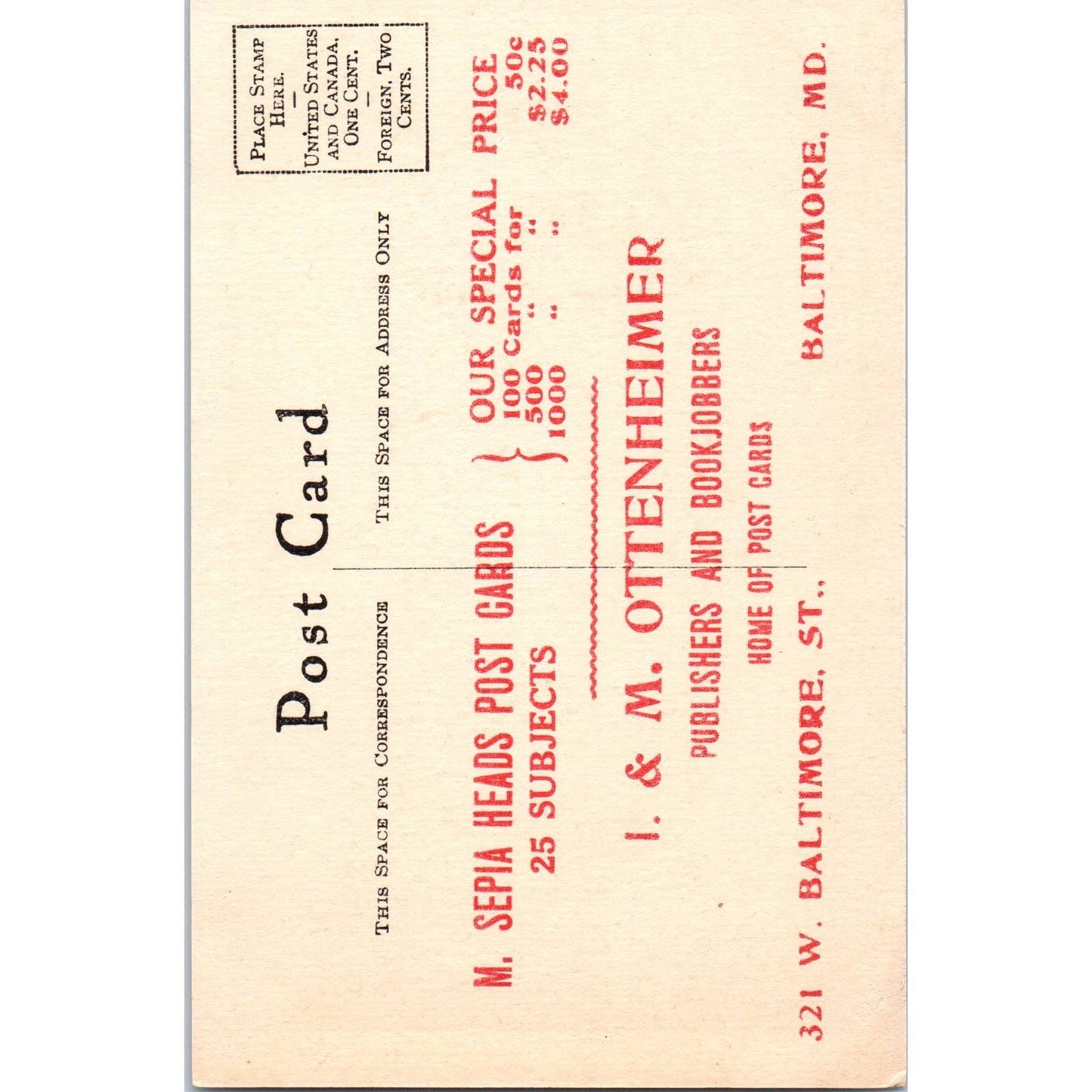 Varsity Girl I.M. Ottenheimer Baltimore Original Postcard Trade Card TK1-23