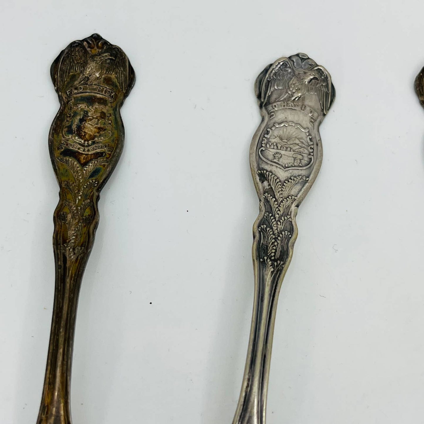 Antique WM Rogers State Souvenir Spoons Eagle Silver Plate Lot of 19 TD2