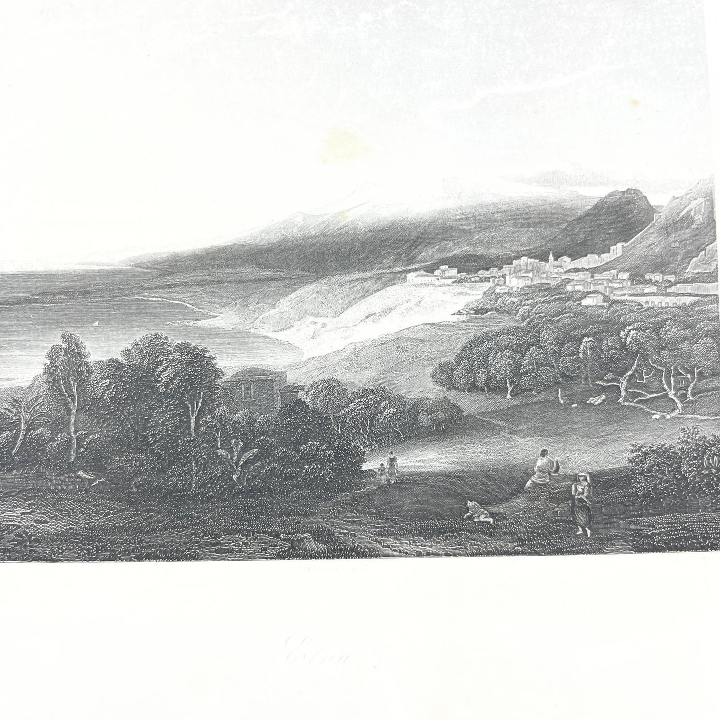1864 Original Steel Art Engraving - Mt. Etna Rottmann 8.5x11" AC3