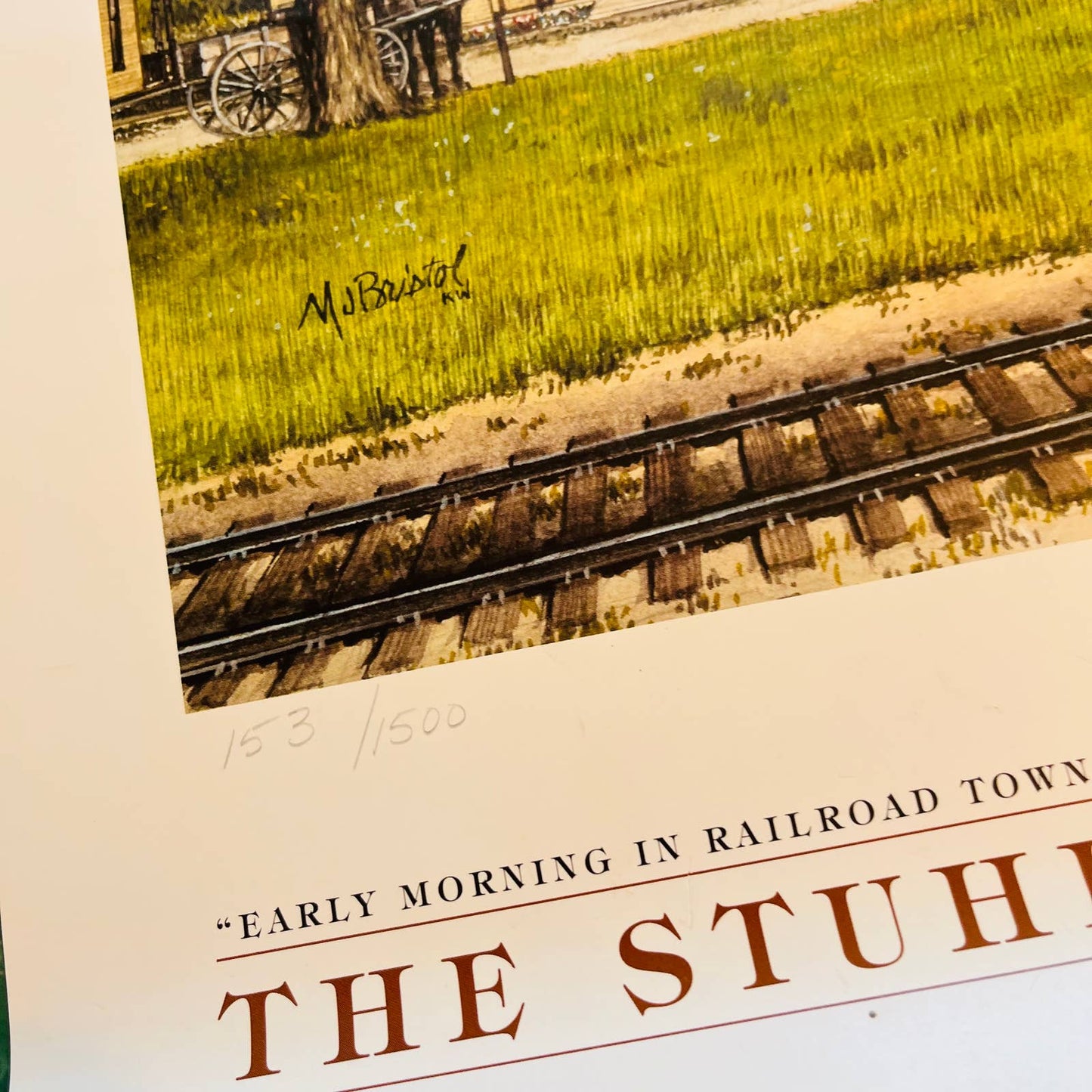 MJ Bristol Signed Print EARLY MORNING IN RAILROAD TOWN GRAND ISLAND NE 25x20 SL1