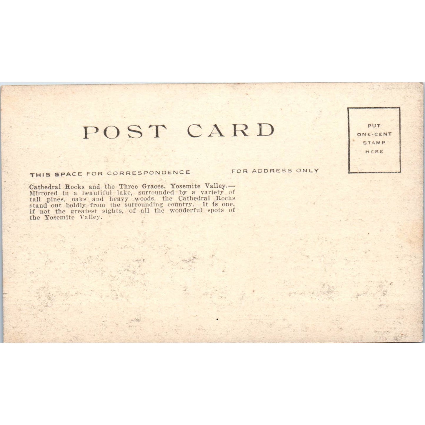 Cathedral Rocks & Three Graces Yosemite Valley CA c1910 Original Postcard TK1-24