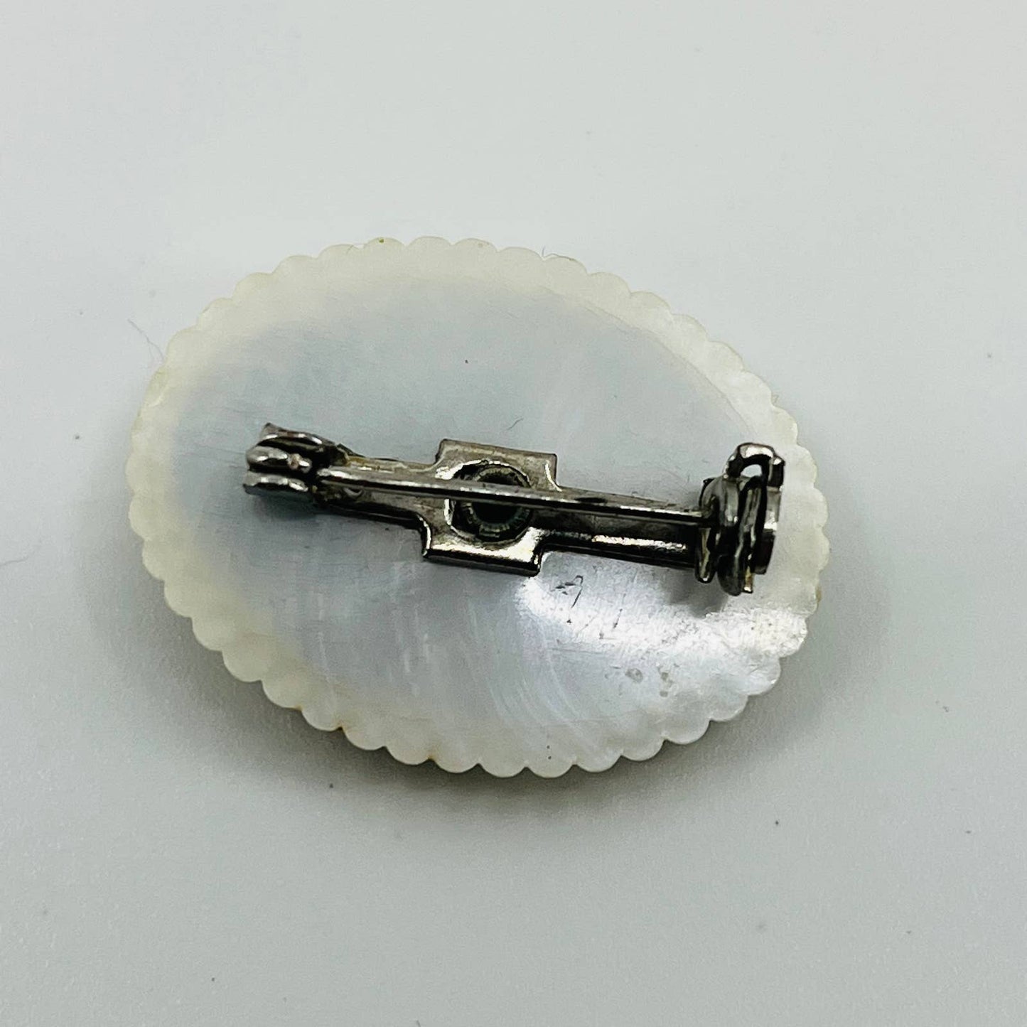 Vintage Celluloid Black and White Cameo Brooch SB2