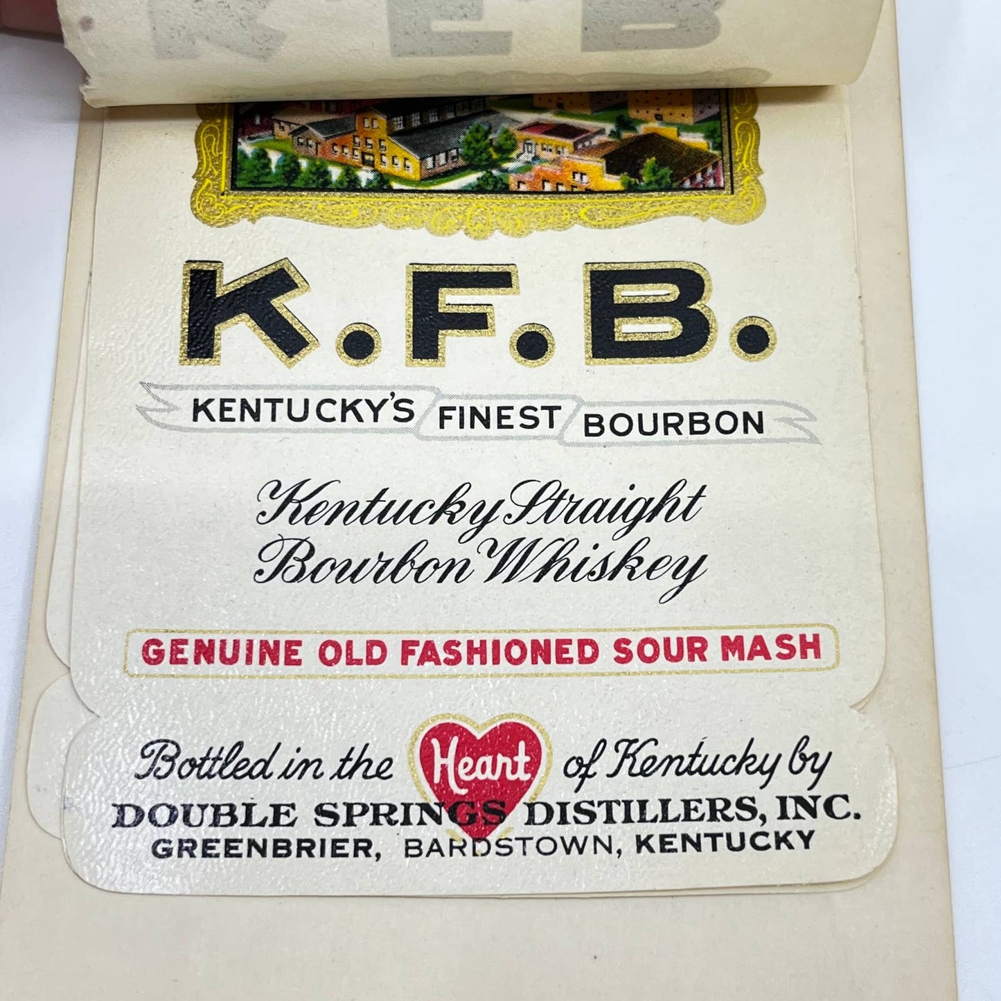 KFB Kentuckys Finest Bourbon Whiskey Label Set of 4 Double Springs Greenbrier KY