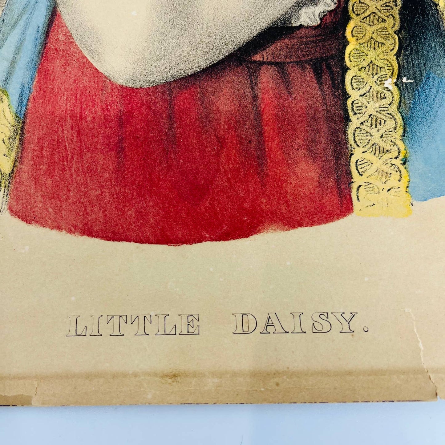 c1850 Antique Hand-Colored Currier & Ives Lithograph "Little Daisy" 11 x 14 FL1
