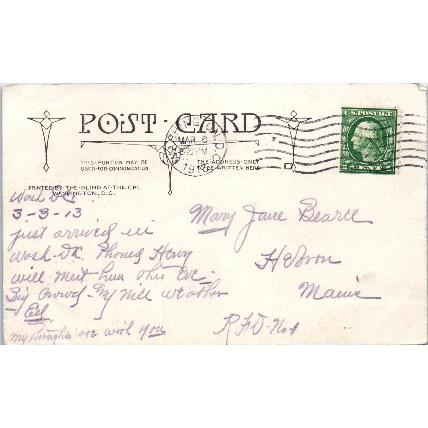 Congressional Library Washington D.C. 1913 Original Postcard P3-3