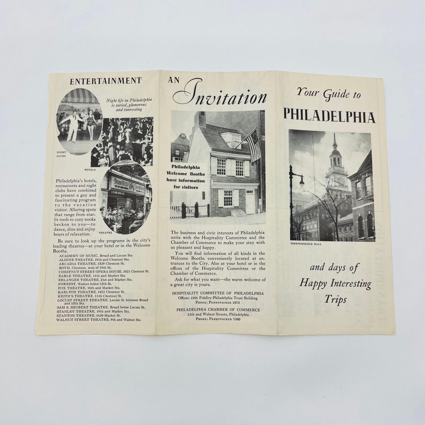 1939 Philadelphia PA Fold Out Brochure & Map for World’s Fair Tourists B6