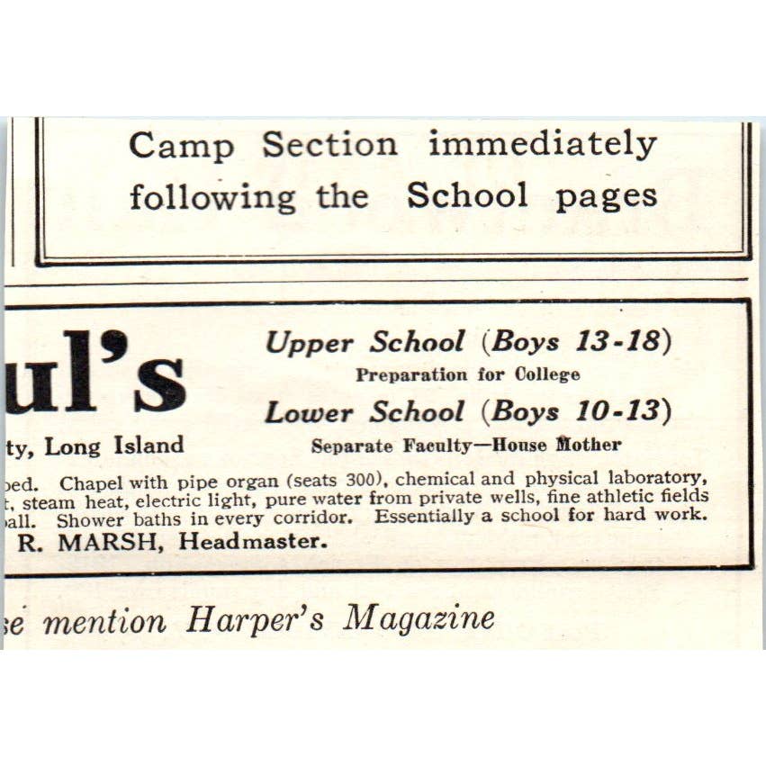 c1920 Harper's Magazine Ad - Brantwood Hall Home School for Girls Bronxville EA3