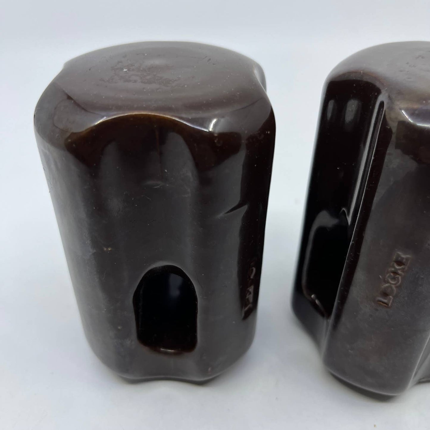 VTG Industrial Brown Ceramic Electric Insulator Telephone Pole Set of 2 TC2