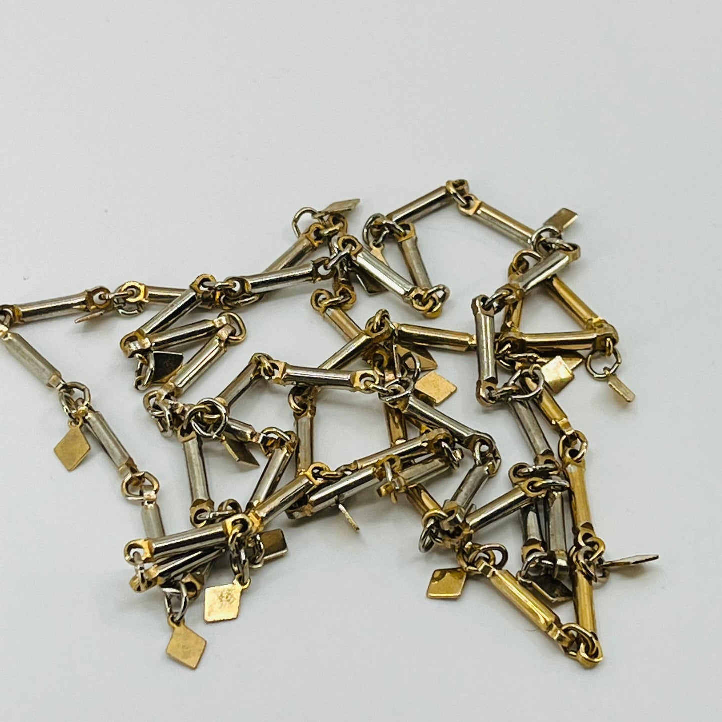 Vintage Boho Gold-Tone Diamond Disc Single Strand Station Necklace SB2