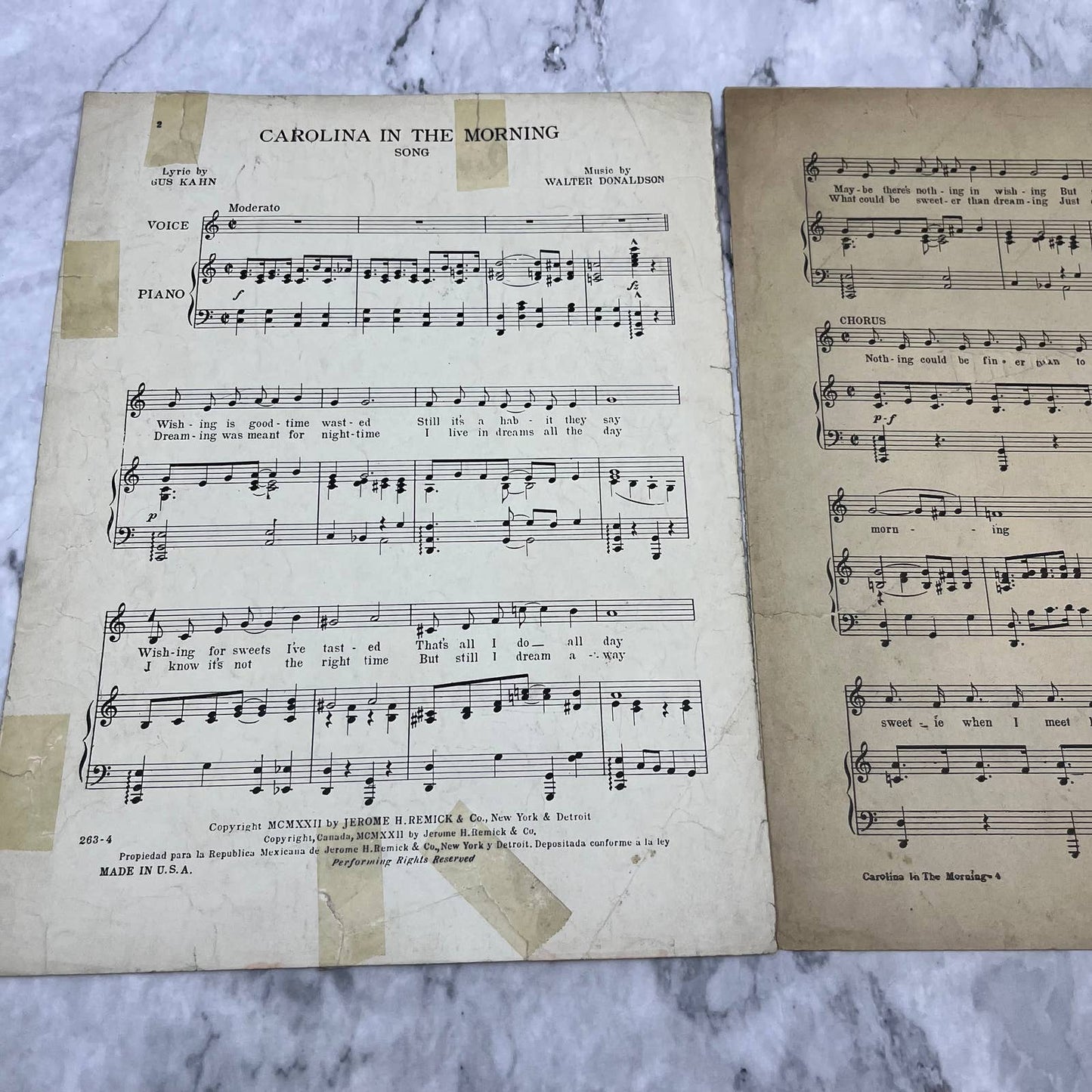 Carolina In The Morning 1922 Sheet Music Gus Kahn Walter Donaldson TH5