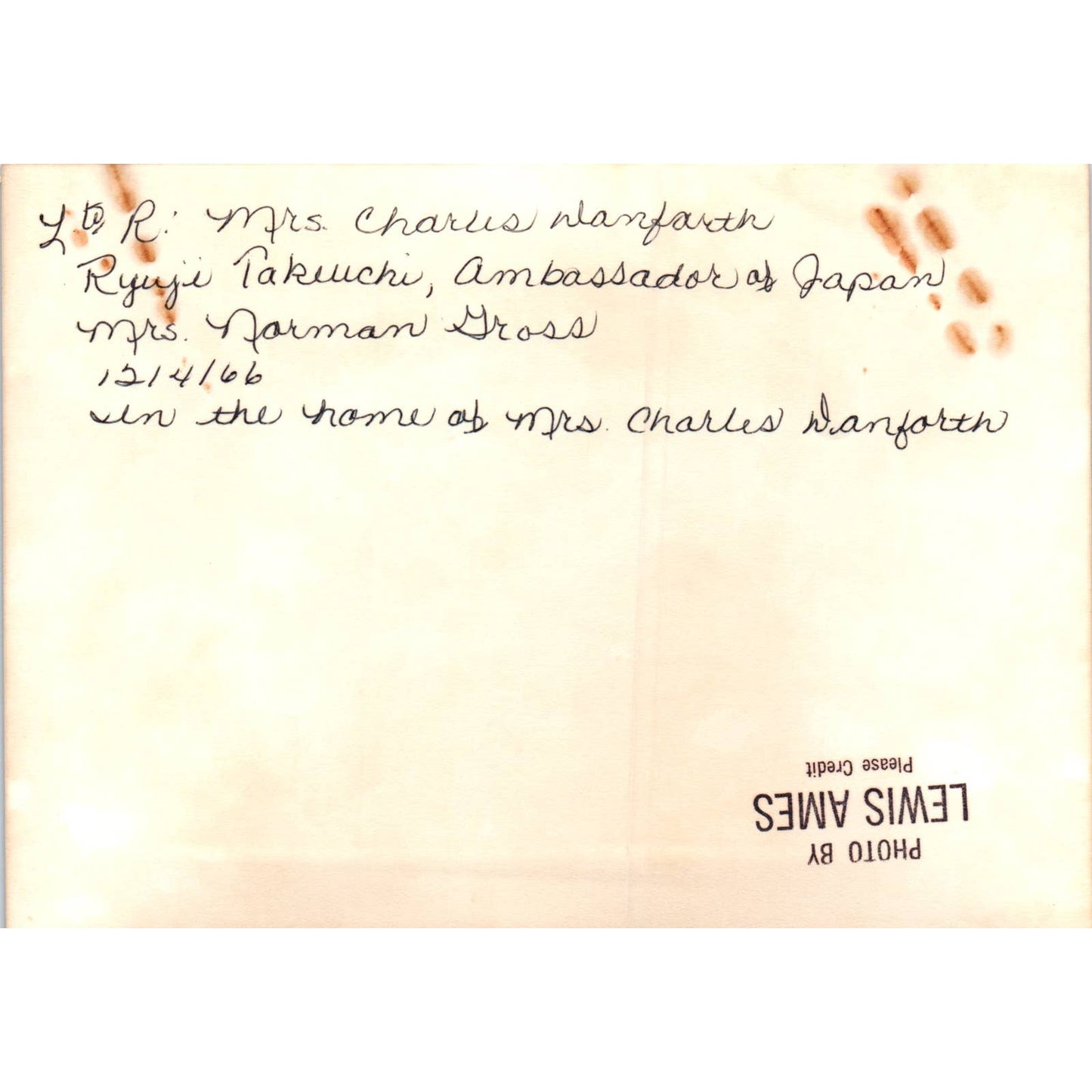 Ryuji Takeuchi Japan Ambassador at Home of Mrs. Charles Danforth Photo TK1-P5