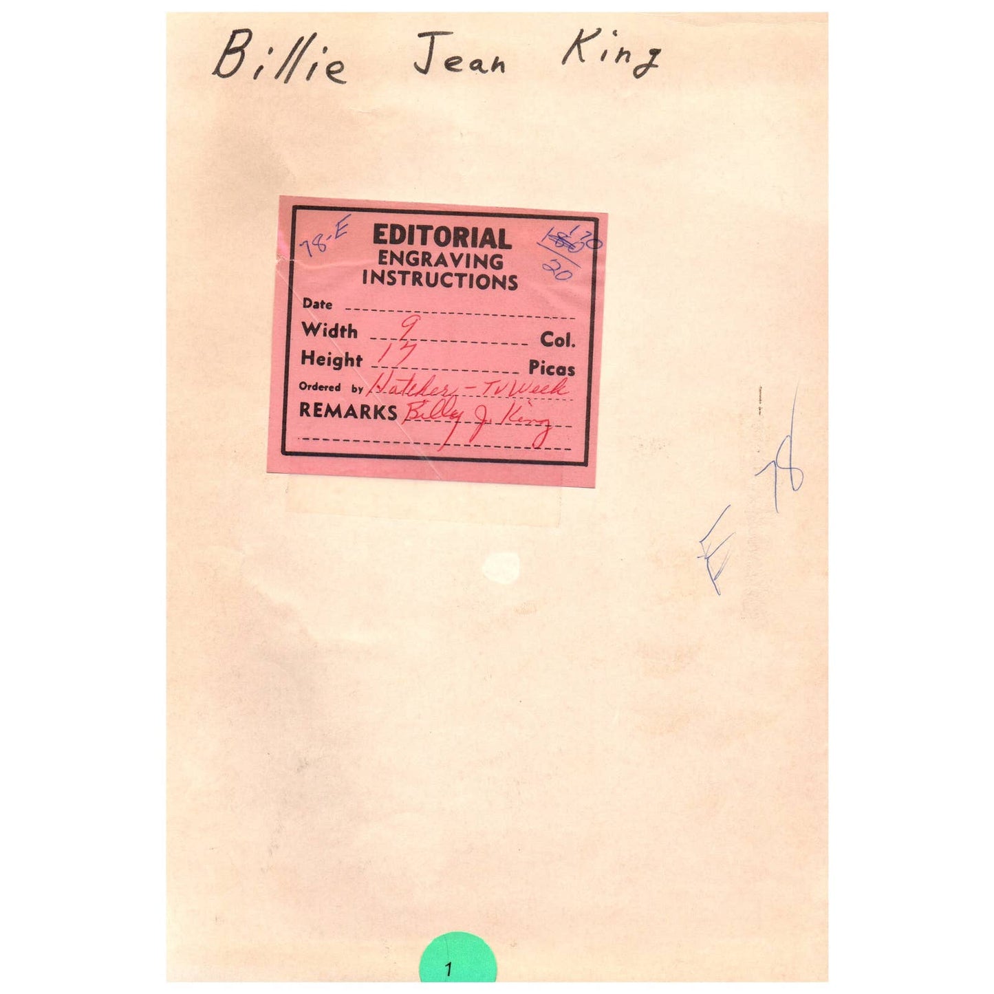 1978 Press Photo Tennis Billie Jean King 7x9" AD3-9