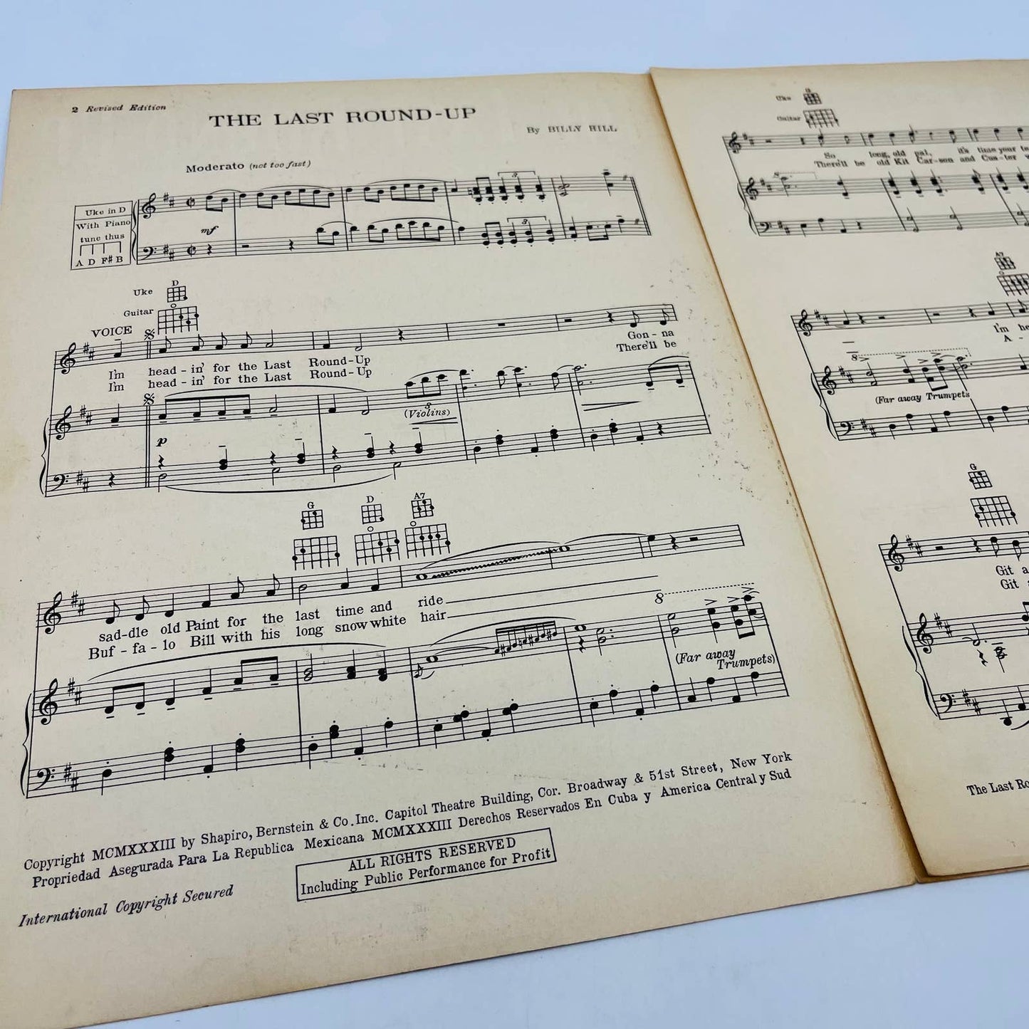 1933 The Last Roundup Billy Hill George Olson Joe Morrison Sheet Music