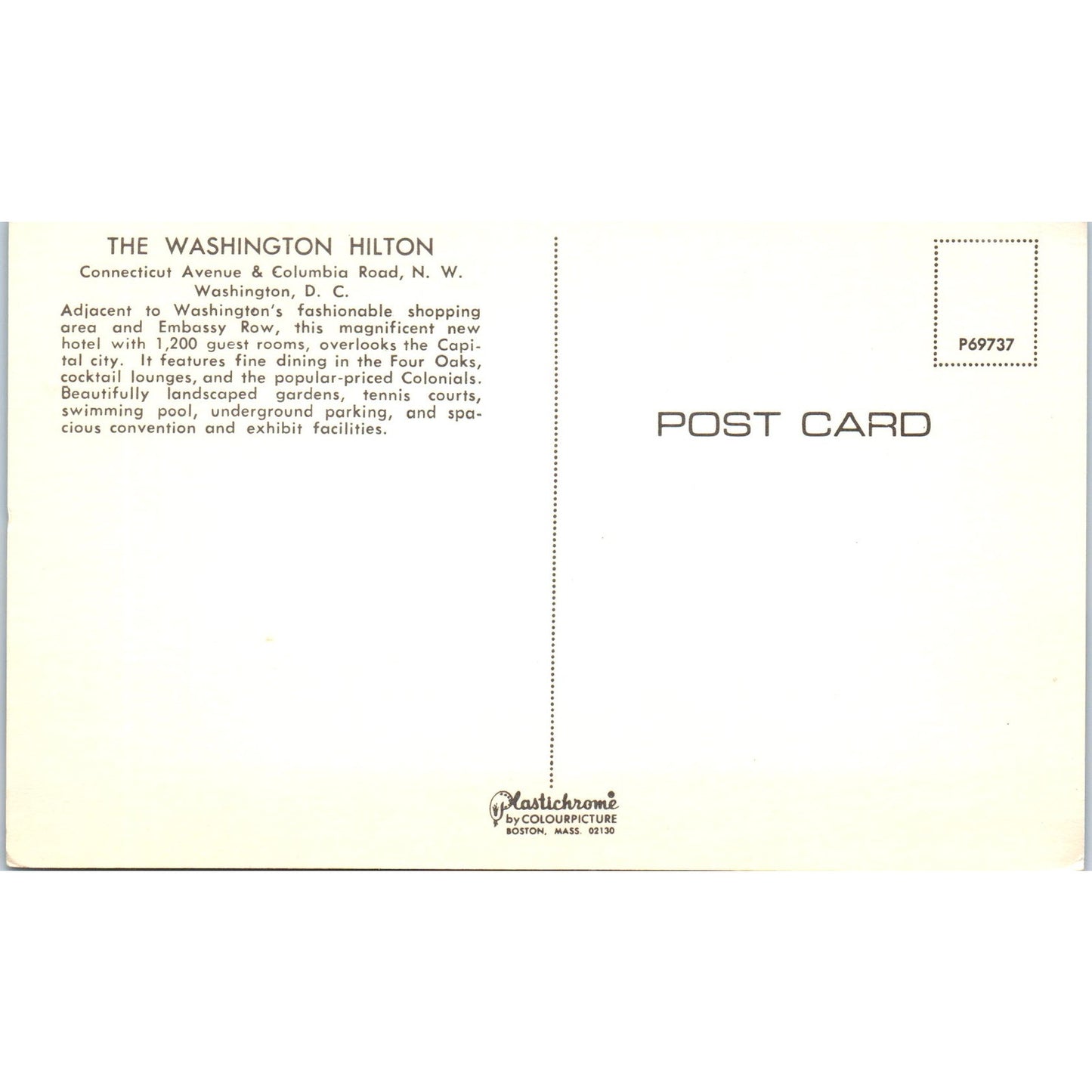 The Washington Hilton Hotel Washington D.C. Original Postcard P1-16