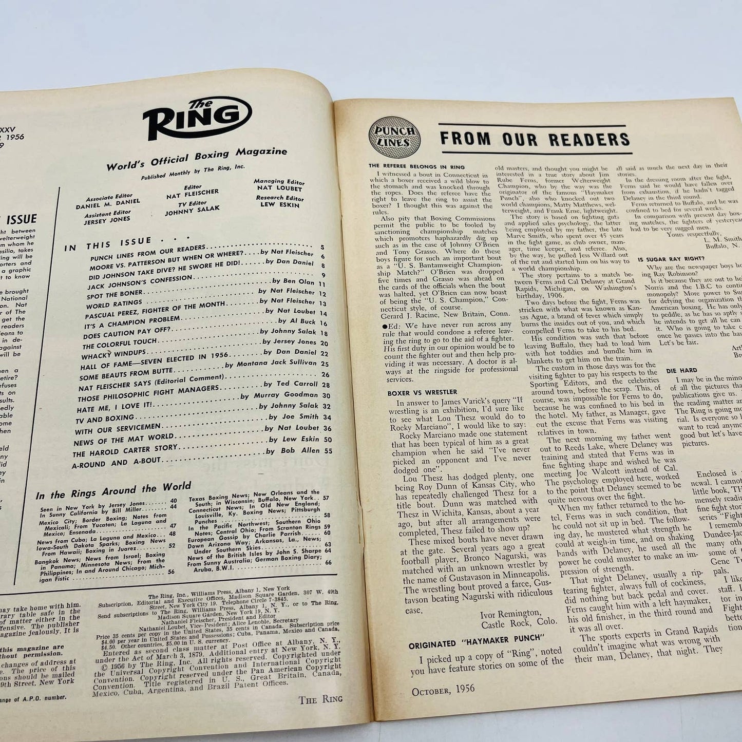 1956 Oct - The Ring Boxing Magazine Patterson vs. Moore TA5