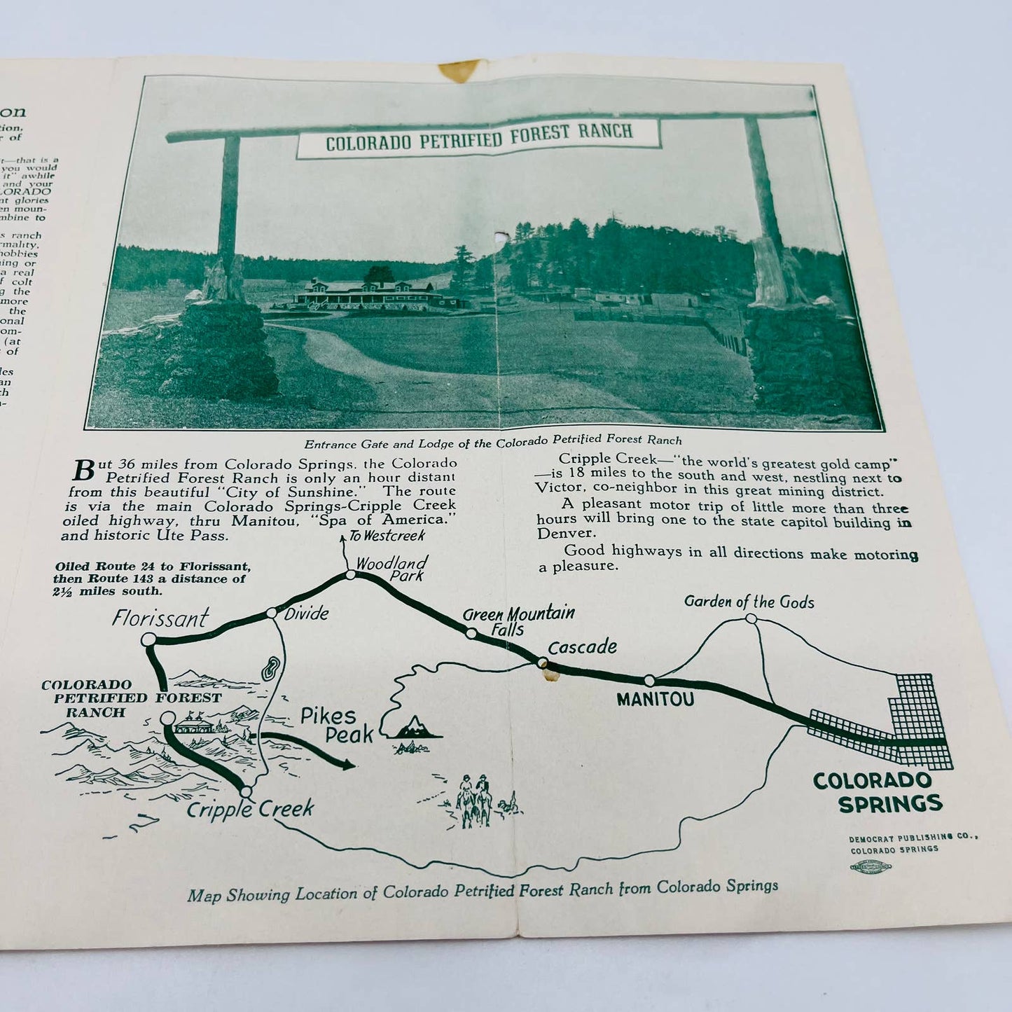 Vintage 1950s Pike’s Peak Colorado Petrified Forest and Guest Ranch Brochure EA1