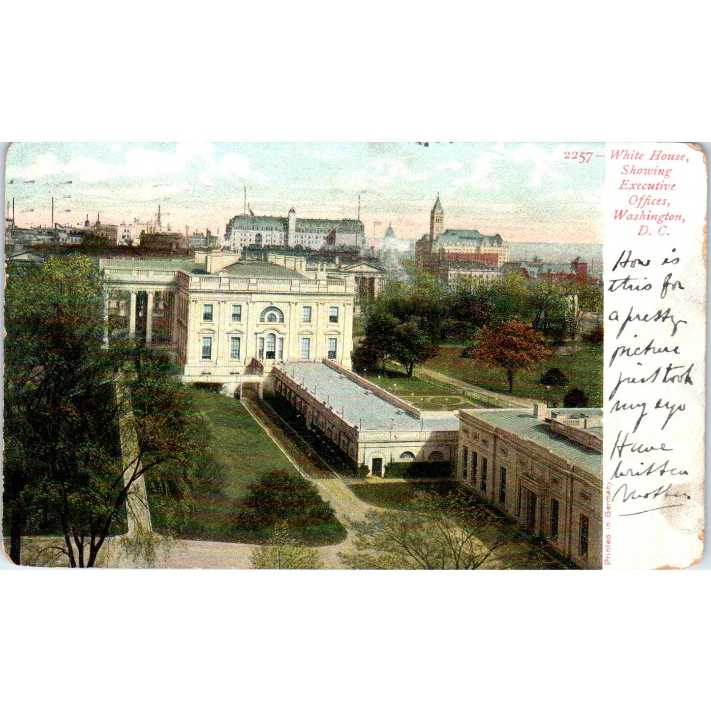 White House Executive Offices 1907 Washington D.C. Original Postcard TK1-P2