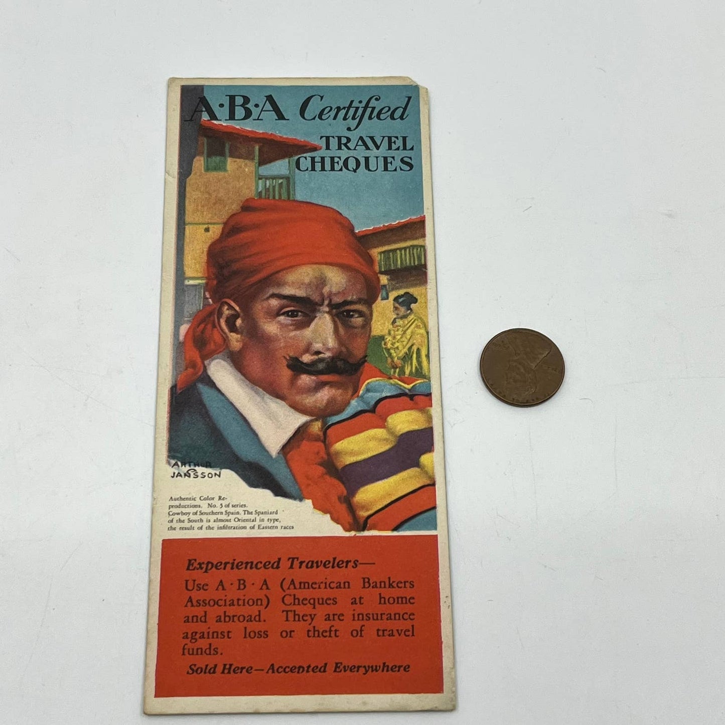 VTG Blotter Card ABA Travel Cheques Cowboy of Southern Spain Arthur Jansson SC5