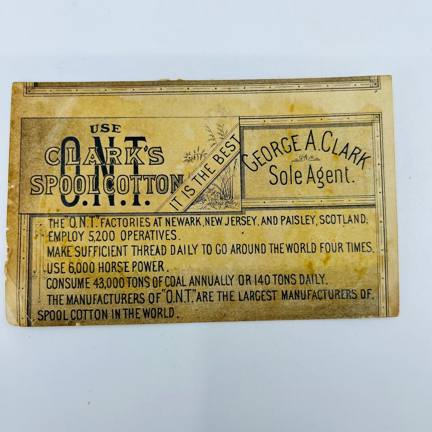 1880s Victorian Trade Card Clark’s ONT Spool Cotton Kite Boys AH9-M11