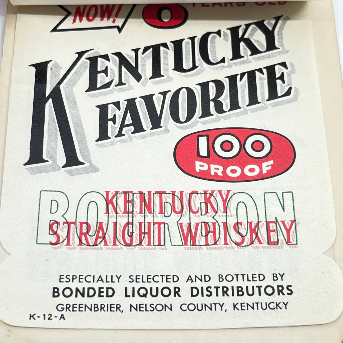 Kentucky Favorite Bourbon Whiskey Label Set of 6 Double Springs Greenbrier KY