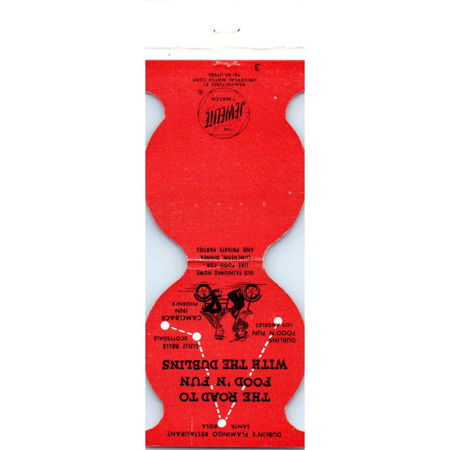Dublin's Food 'N Fun Los Angeles CA Die Cut Advertising Matchbook Cover SA1-M4