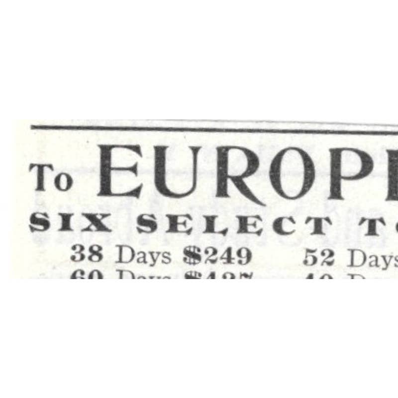 Europe Tours Baker & Gibson Nassau Street New York - 1903 Original Ad TJ8-7-6