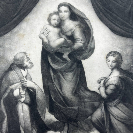 1880s Art Engraving - The Sistine Madonna - Raphael Sanzio ~11x14 FL5