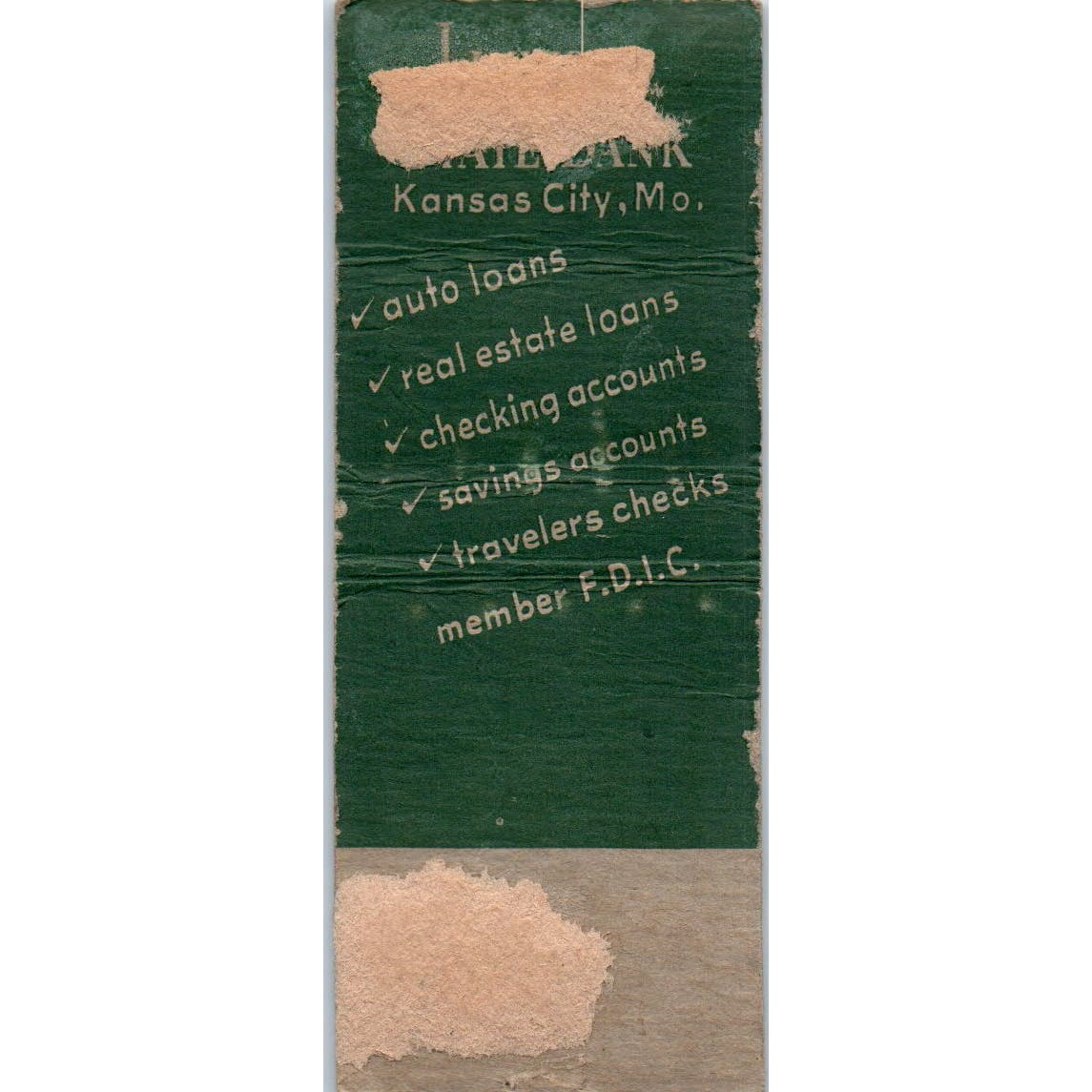 Linwood State Bank Kansas City MO Advertising Matchbook Cover SA9-M1