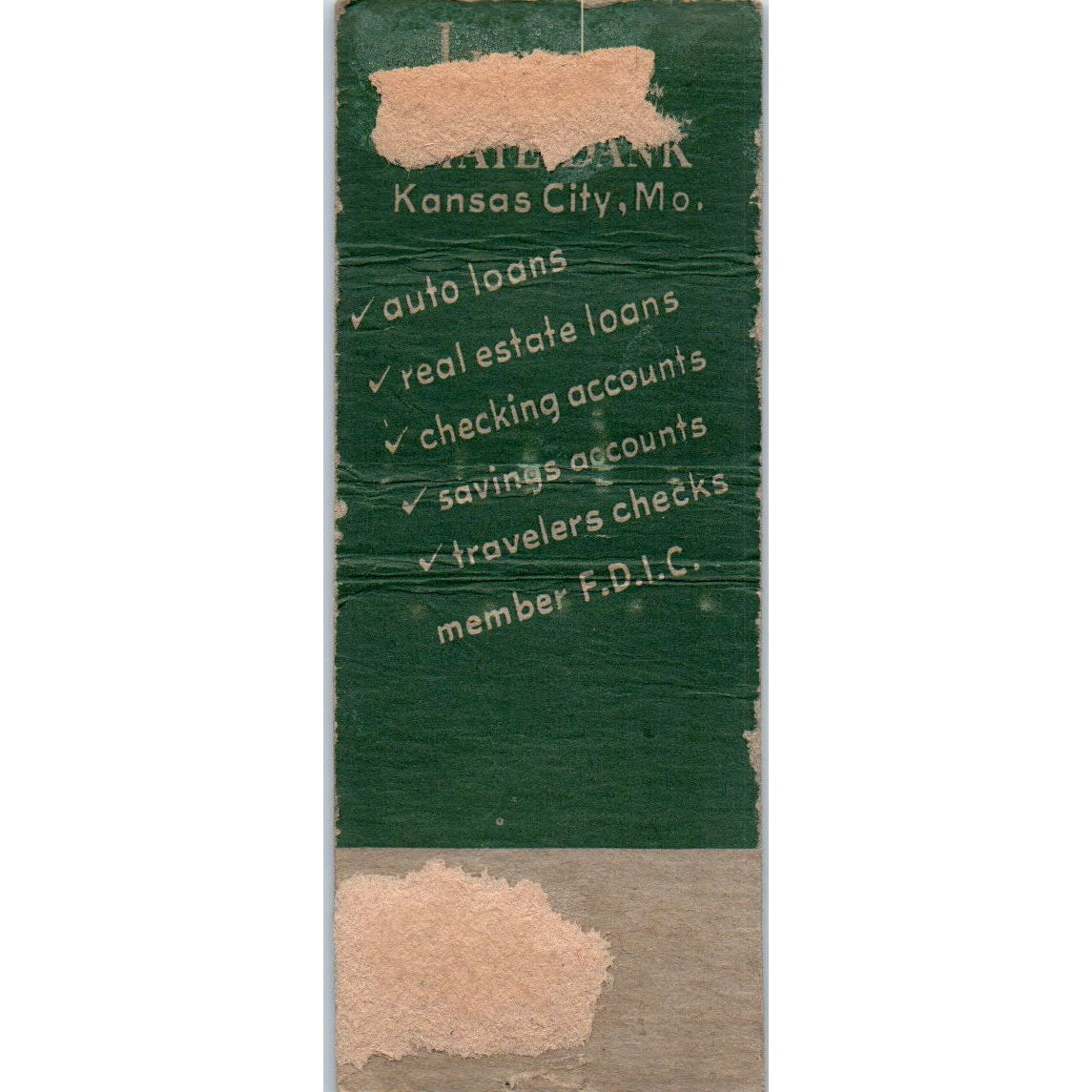 Linwood State Bank Kansas City MO Advertising Matchbook Cover MM9-5