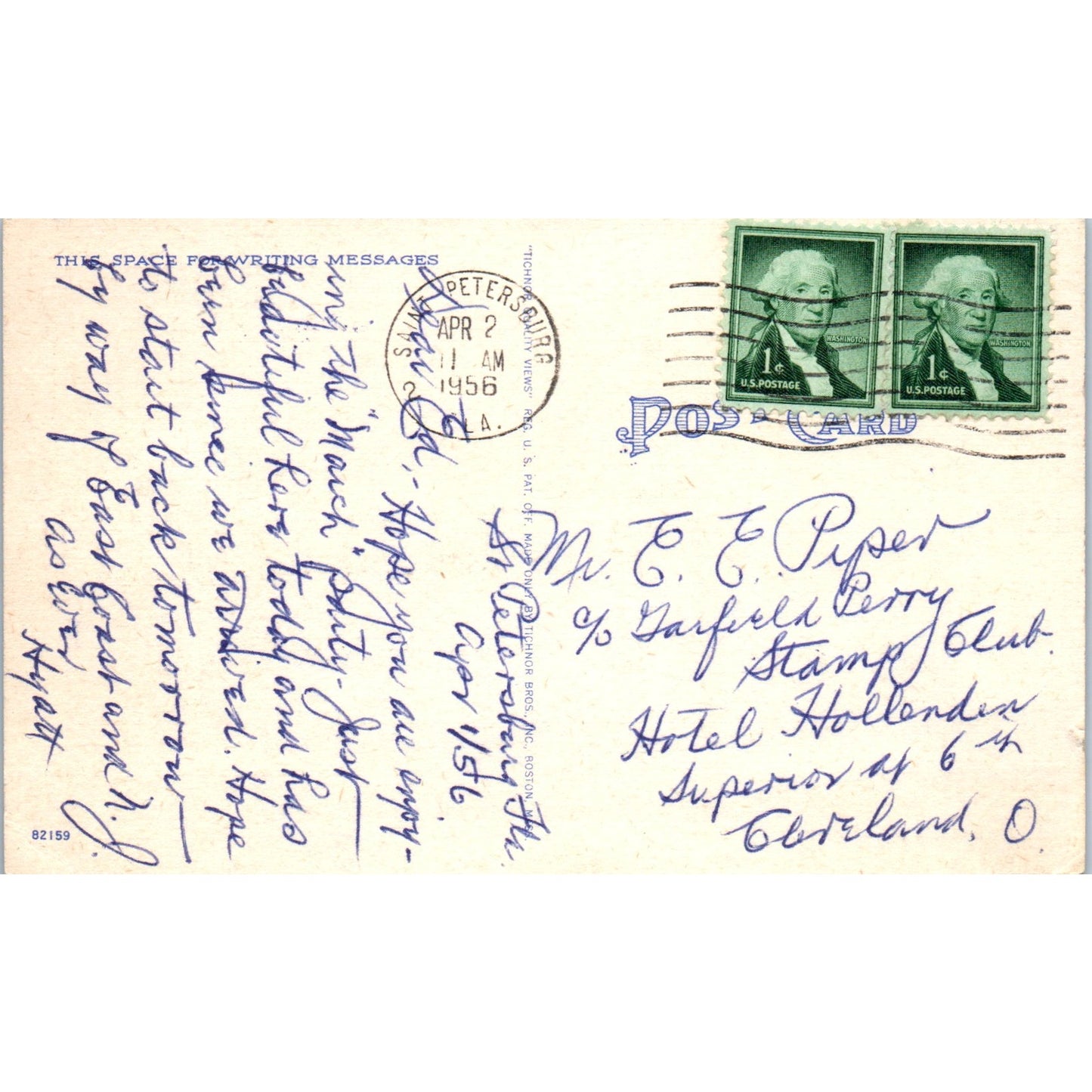 Shuffleboard at St. Petersburg FL 1956 Original Postcard P1-13