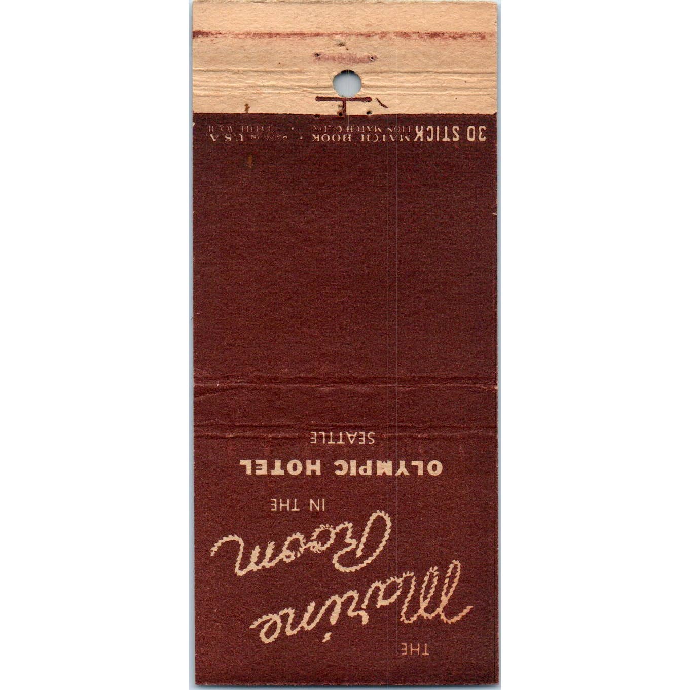 Olympic Hotel Marine Room Seattle Washington Advertising Matchbook Cover SA1-M11