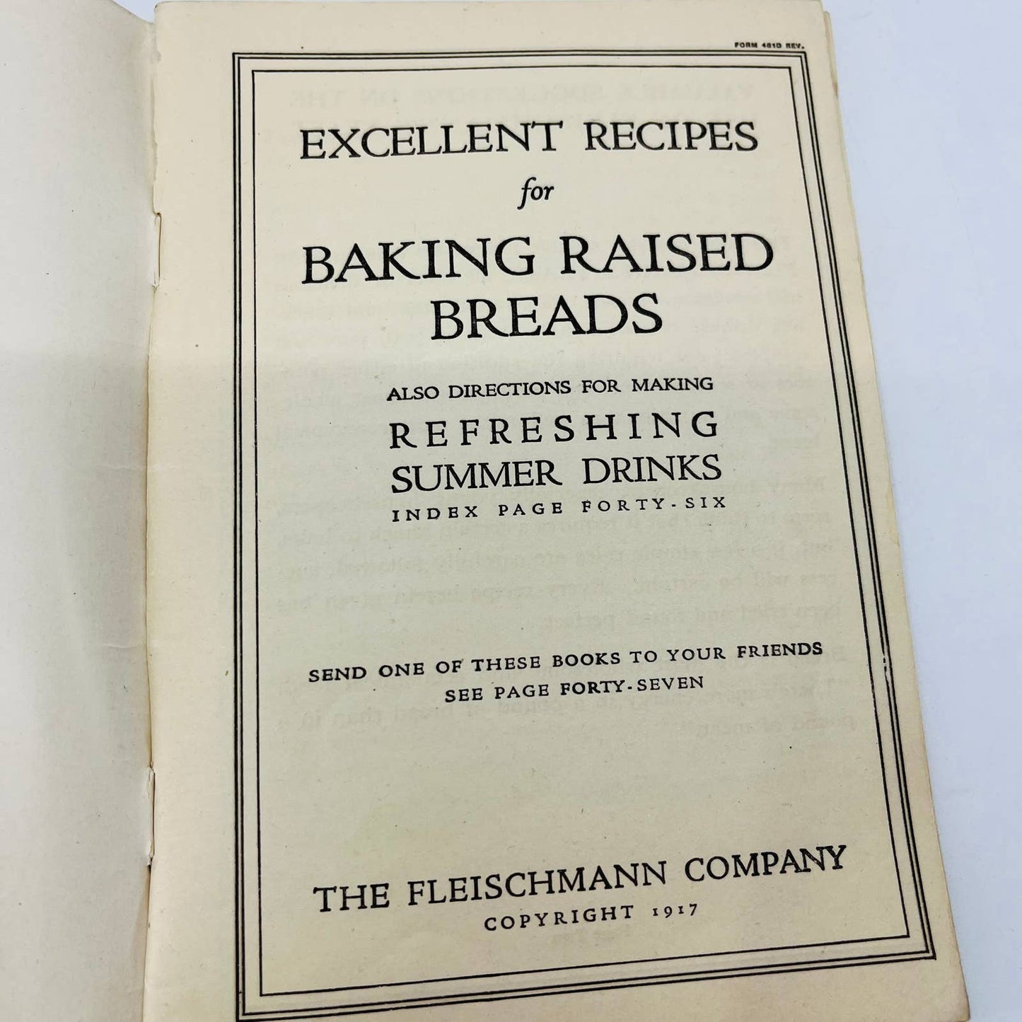 1917 Fleischmann’s Recipes Book Fleischmann Yeast Cookbook Baking Bread EA1