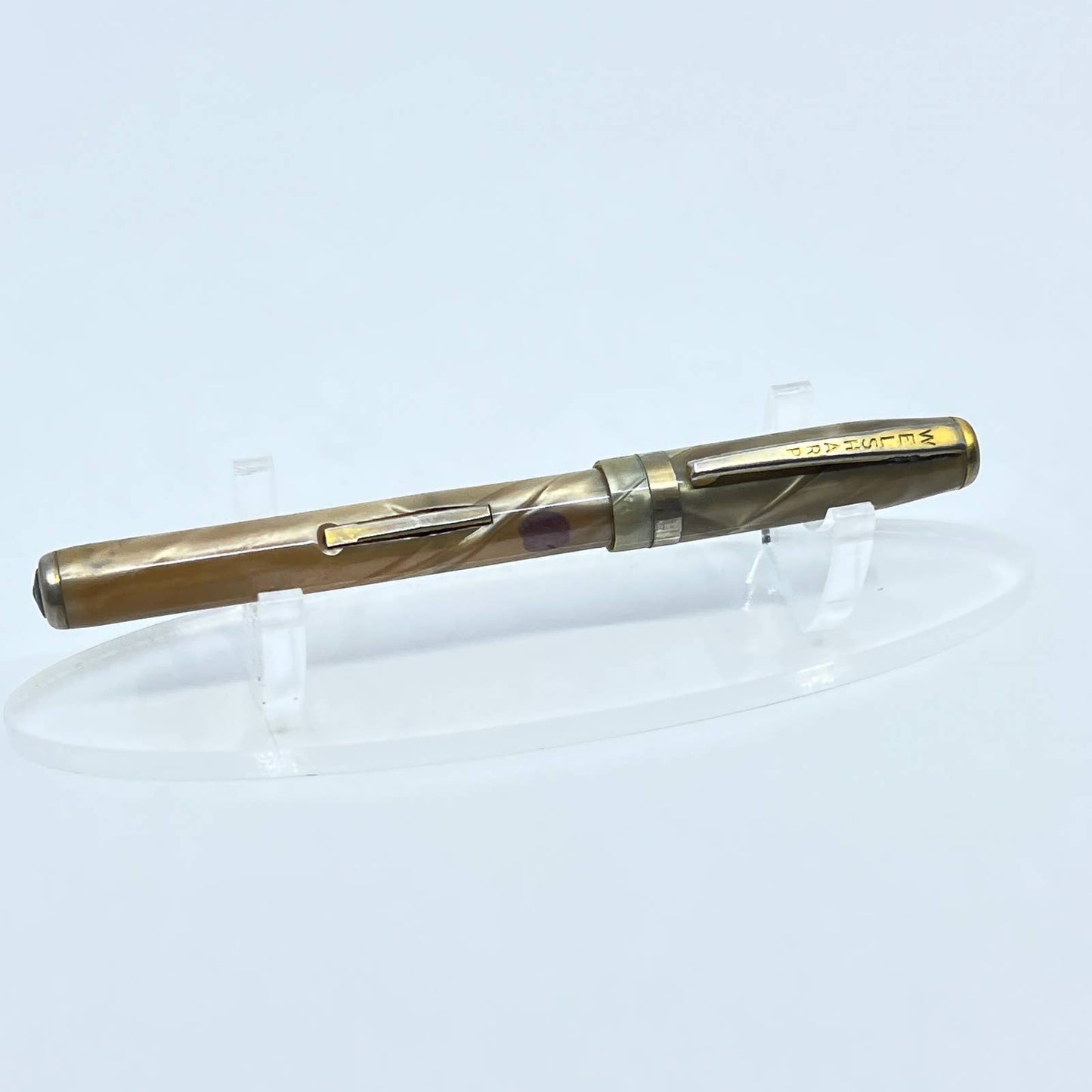 Vtg Welsharp Celluloid Marble Fountain Pen w Iridium 14k Nib SD7