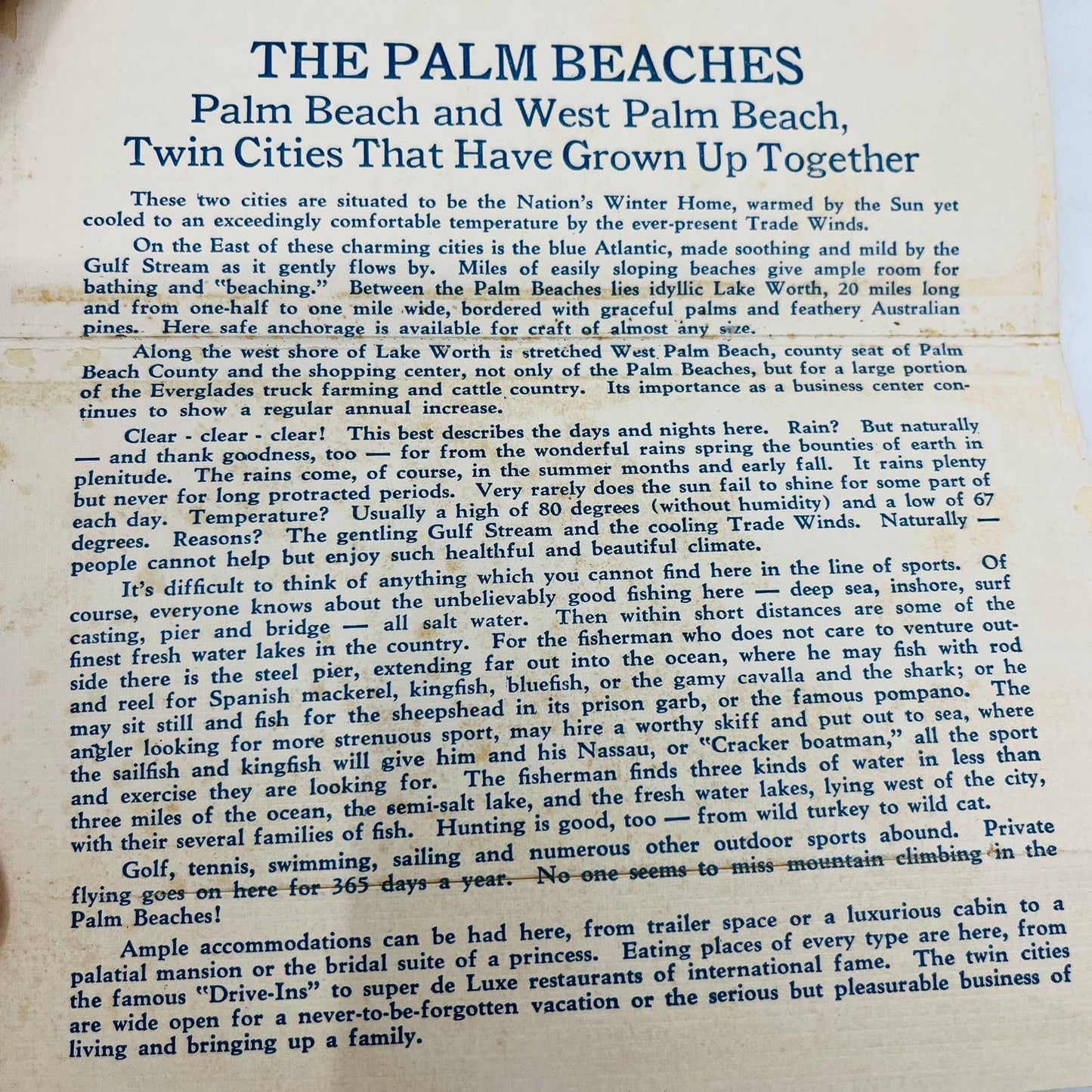 1960s The Palm Beaches Florida Fold Out Postcard Souvenir Book EA1