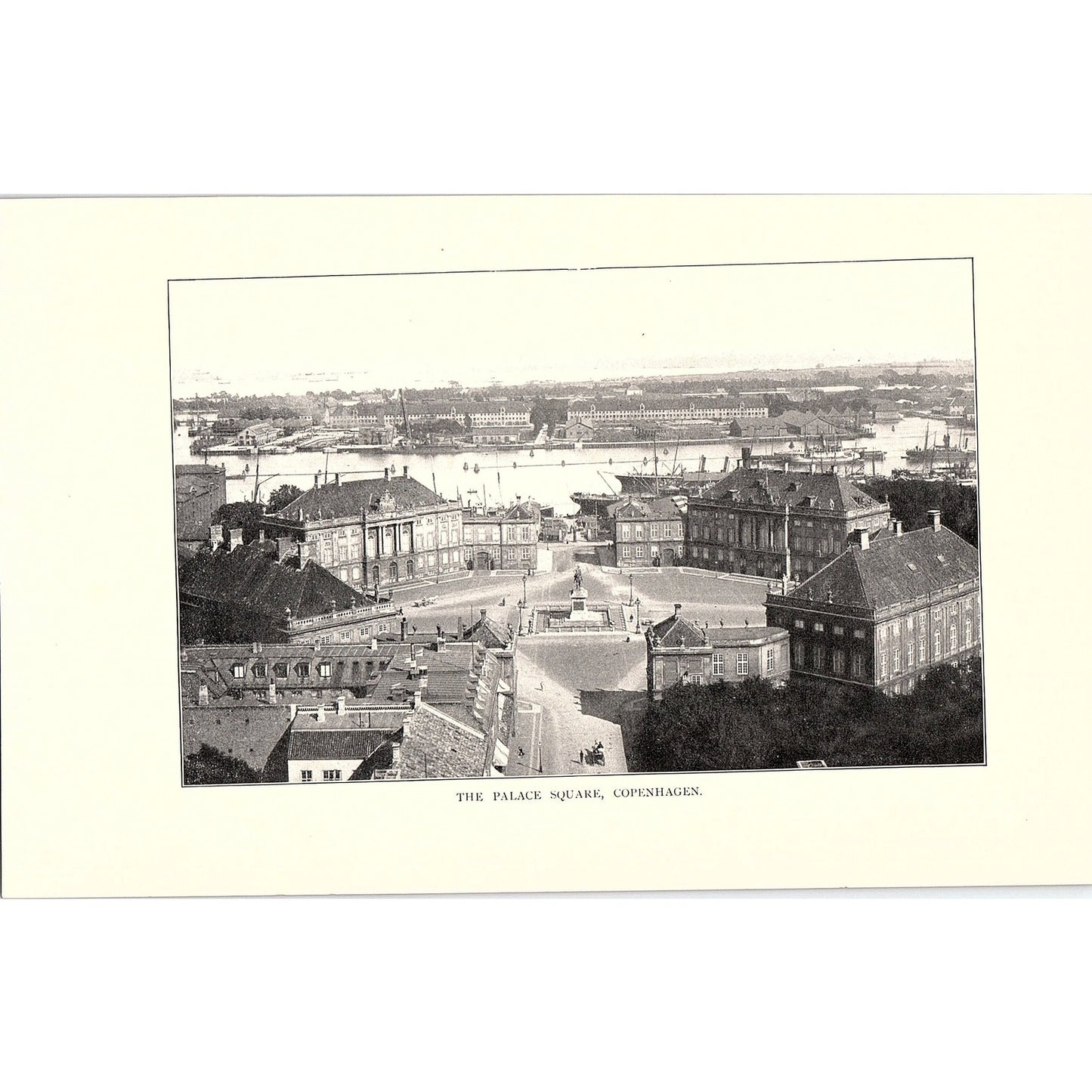 c1920 Aerial View of Palace Square Copenhagen Vintage Art Print 5x9" V17