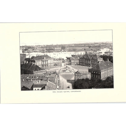 c1920 Aerial View of Palace Square Copenhagen Vintage Art Print 5x9" V17