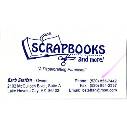Scrapbooks and More Barb Steffan Lake Havasu City AZ Vtg Business Card SC9-B11