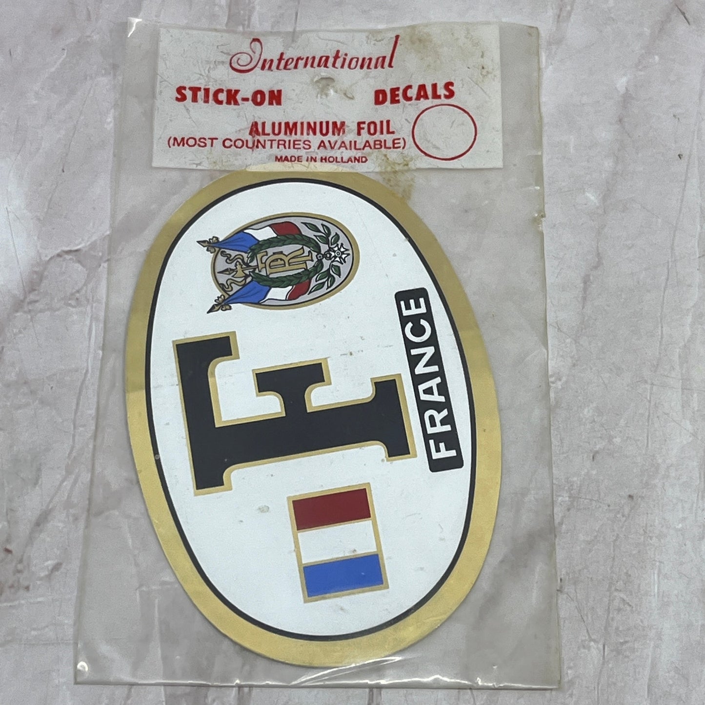 Vintage France Weatherproof Aluminum Foil Stick-On Decal NOS NEW SF4