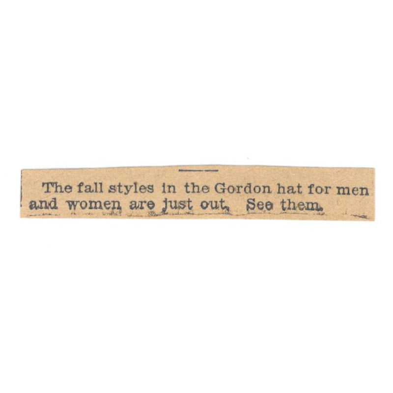 The Gordon Hat for Men and Women St. Paul 1898 Newspaper Ad AF2-S2