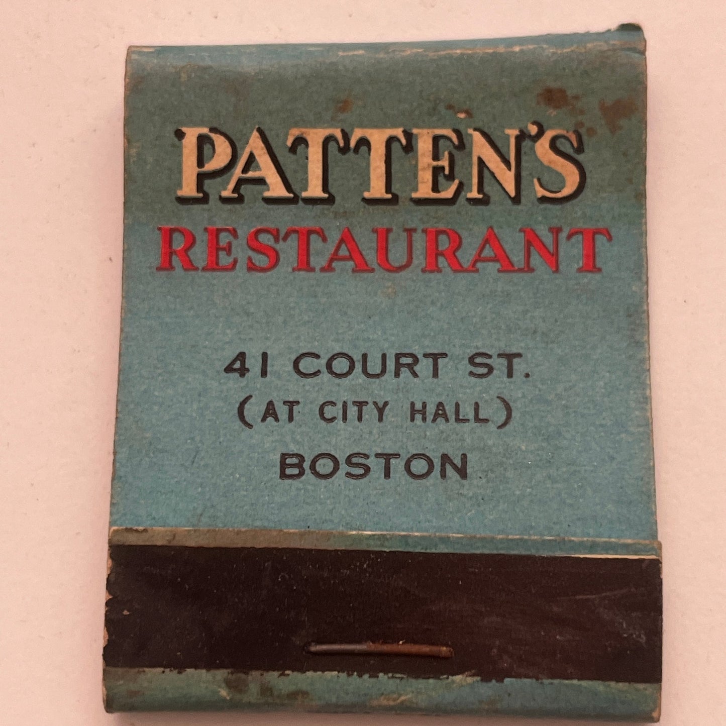 Patten's Restaurant 41 Court St. Boston Vintage Matchbook Cover TB8-MB2-9